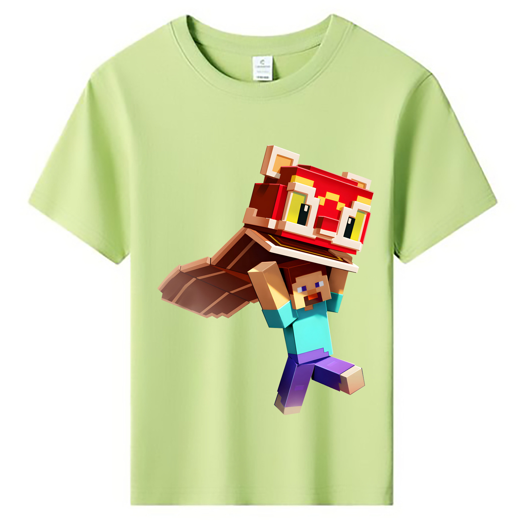 （画像用） マインクラフト ブロックの世界 Minecraft MC Block world 綿100％キッズTシャツ（フロントプリント）